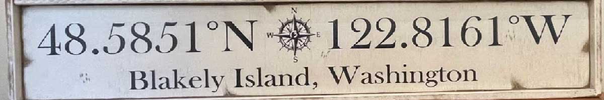 blakely island wood sign vintage natautial lat long