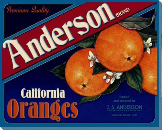California Oranges | Anderson | Vintage Ad | Kitchen | Canvas Print