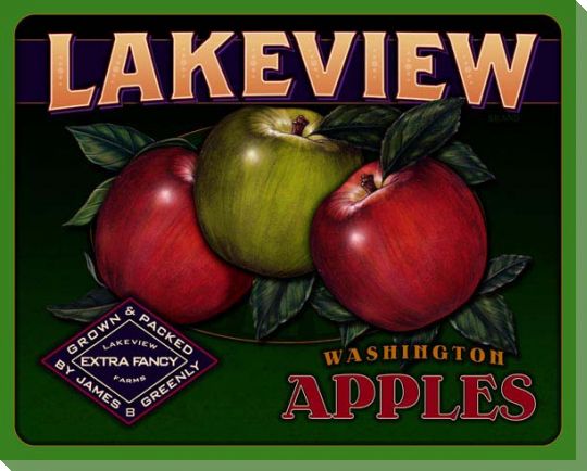 Washington Apples | Lakeview Farms | Vintage Ad | Kitchen | Canvas Print