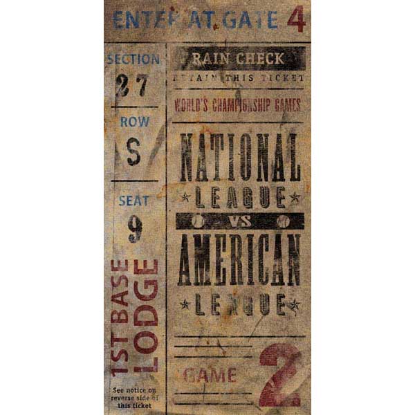 Vintage Ticket | Baseball | World Championship | Game 2 | Canvas Print | Wall Art