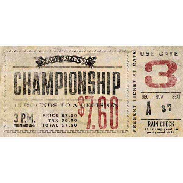 Vintage Ticket | Boxing | Heavyweight Championship | Canvas Print | Wall Art
