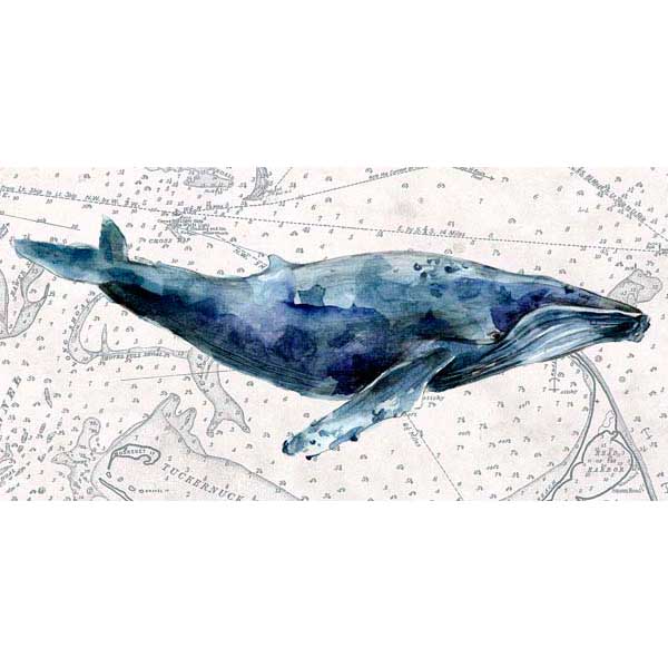 Deep Sea | Nautical Map | Whale II | Canvas Print | Wall Art