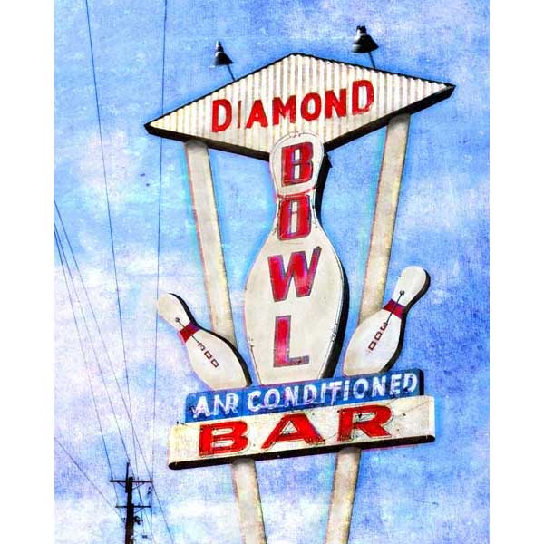 Highway | Retro | Bowling | Bar | Portrait | Canvas Print | Wall Art