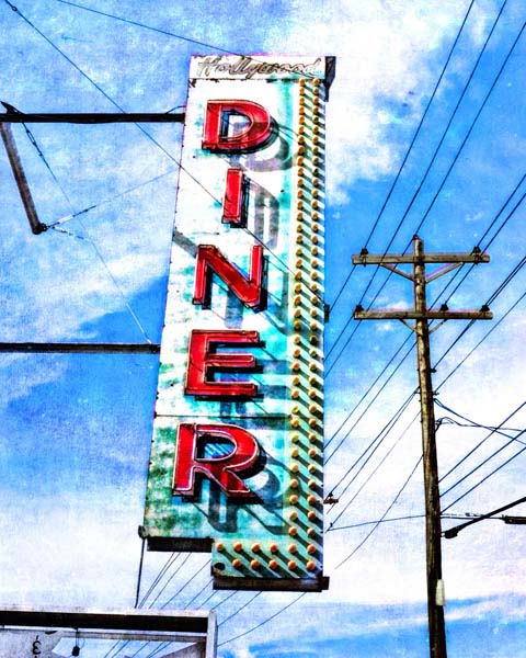 Highway | Retro | Diner | Hollywood | Portrait | Canvas Print | Wall Art