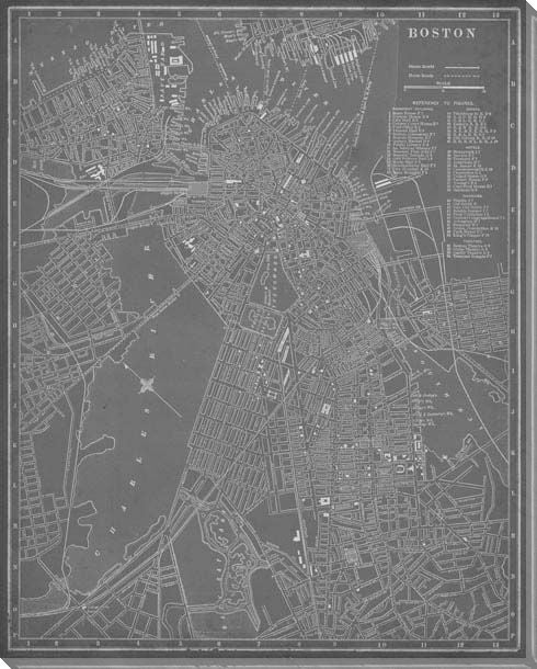 City Map of Boston | Old World Graphics | Portrait | Canvas Print