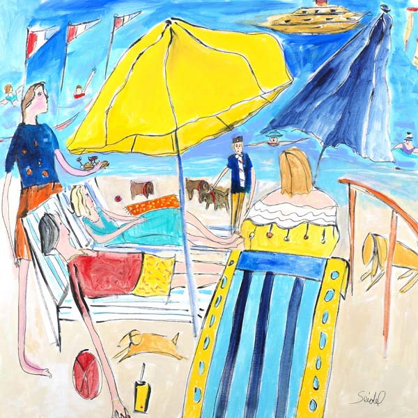Beach | Yellow Umbrella | Square | Richard Seidel | Canvas Print
