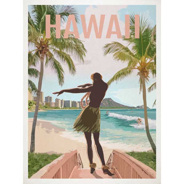 Hawaii Vintage 1960s style travel poster Hawaii Vintage 1960s style travel poster