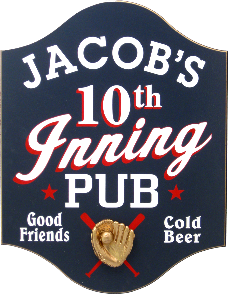 customize this baseball pub wood sign