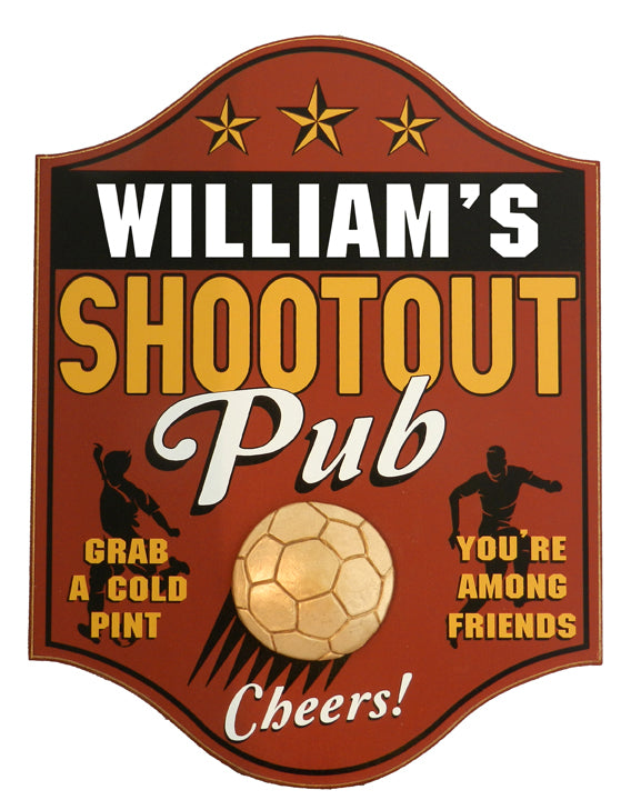 personalize this soccer themed wood sign