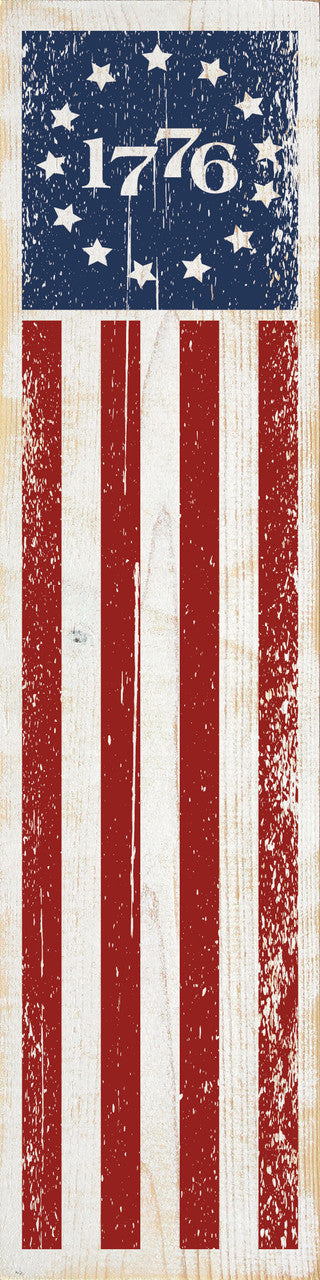 Flag | 1776 | Patriotic | Vertical | 36" x 9" | Wood Sign | Porch