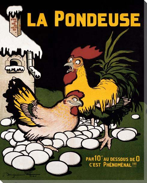 La Pondeuse | Chickens | European | Vintage Ad | Canvas Print