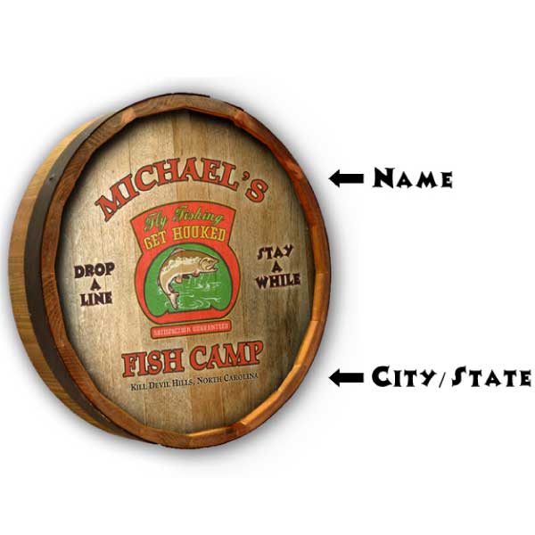 Fly Fishing | Quarter Barrel Sign | Fish Camp | Customize Text