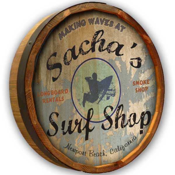 Surf Shop | Quarter Barrel Sign | Smoke Shop | Customize Text