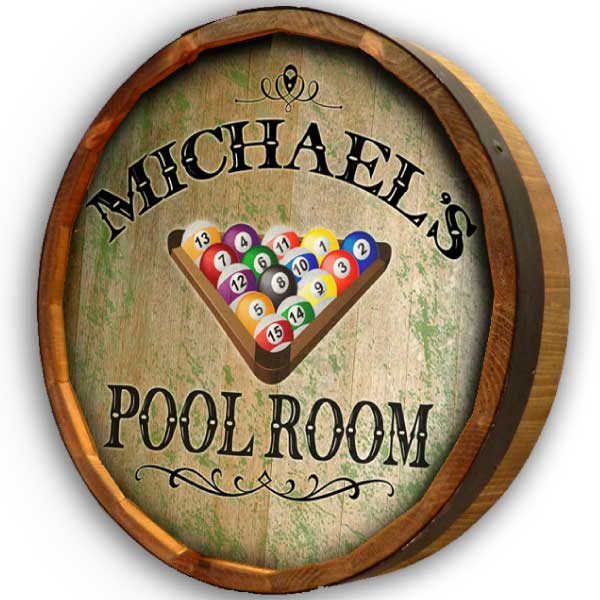 quarter barrel sign for Michael's Pool Room