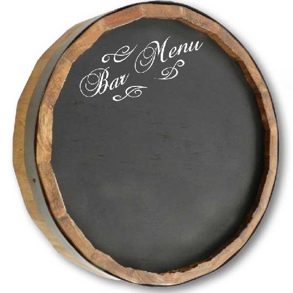 round chalkboard to write your bar menu