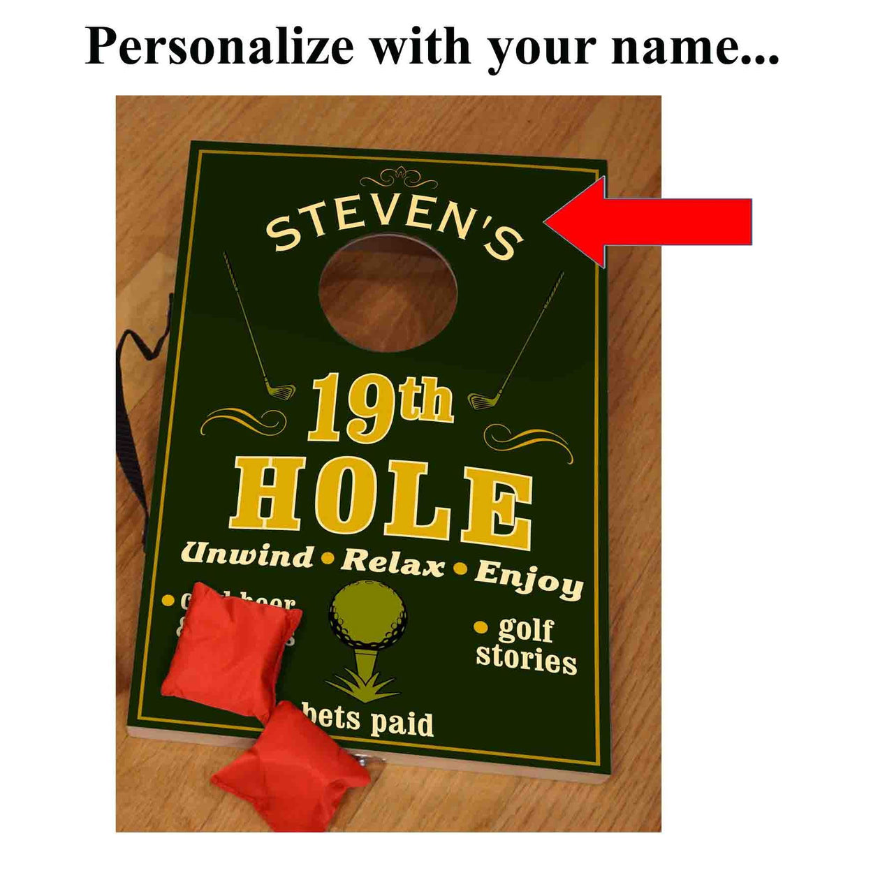 Corn Hole | Mini | Game | Personalized | 19th Hole | Golf | Bean Bag Toss