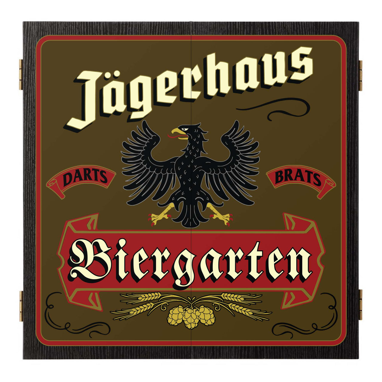 Biergarten dartboard cabinet customizable