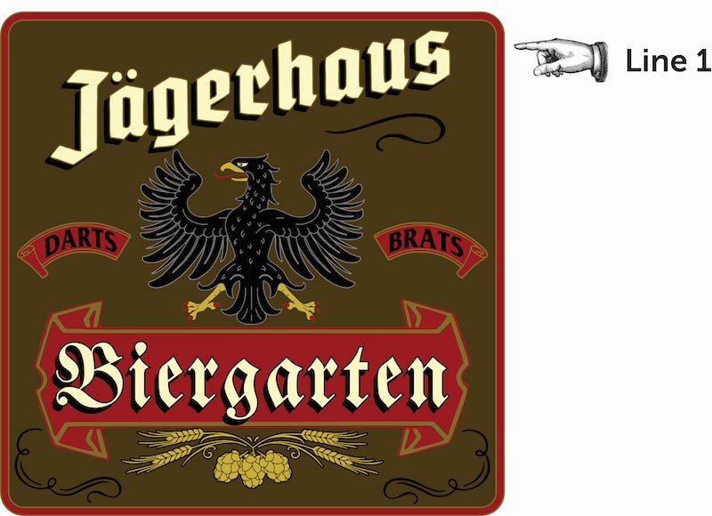 Personalize name on Biergarten dartboard cabinet