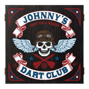 skull biker customizable dartboard cabinet