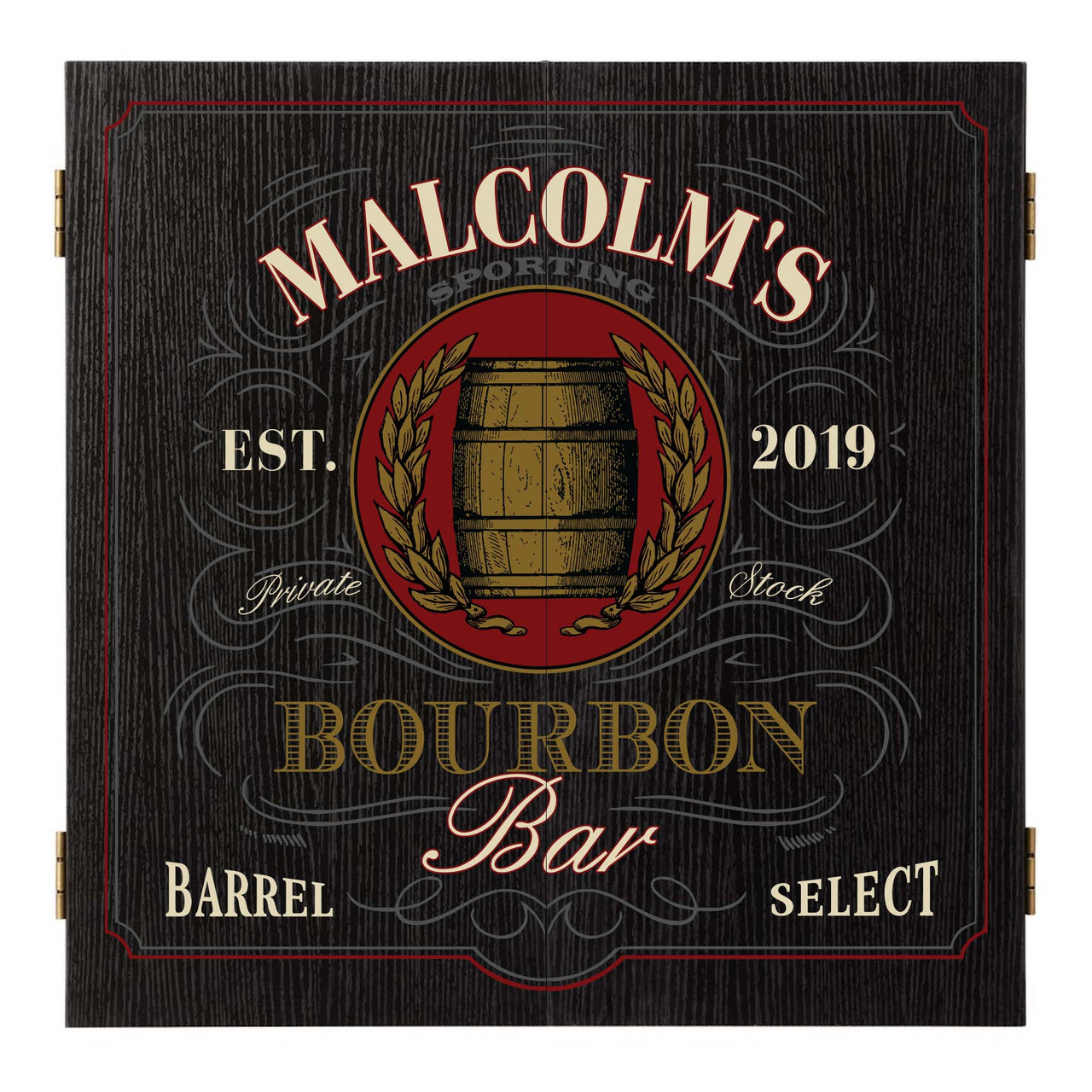 sporting bourbon bar dartboard cabinet