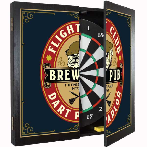 Dartboard Set | Brew Pub | Wood Cabinet | Flight Club | Personalize It