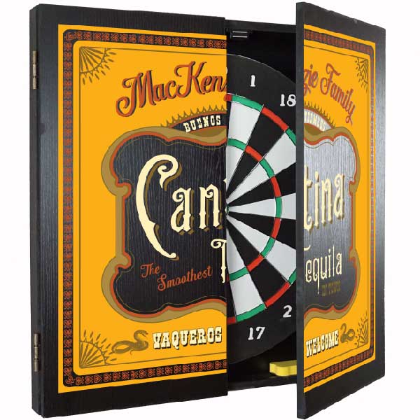 dartboard and cabinet for a Cantina