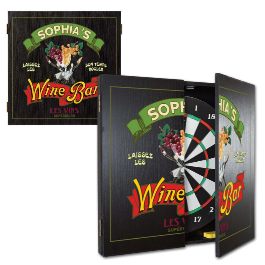 laissez les wine bar dartboard cabinet