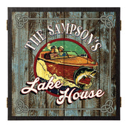 boating and fishing at the lake with dartboard