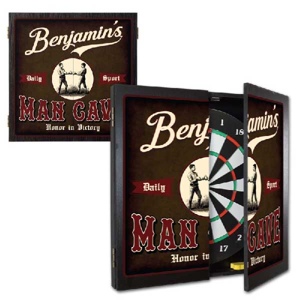 dartboard cabinet with boxer image