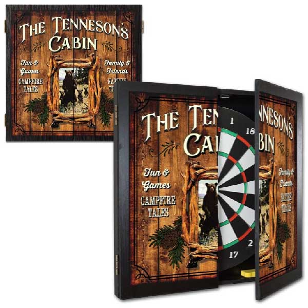 wood cabin family dartboard set