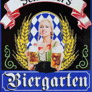 close up of image on wood Biergarten sign