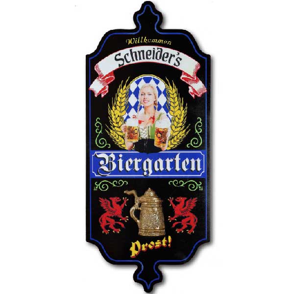 Biergarten wood sign with German beer mug