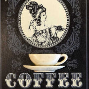 close up of old school coffee house wood sign