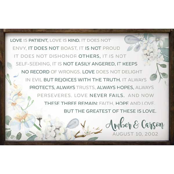 Love is Patient | Love is Kind | 1st Corinthians | Wood Sign | Personalize | 24" x 36"