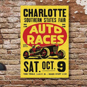 old poster on wood for Southern States Fair Auto Races