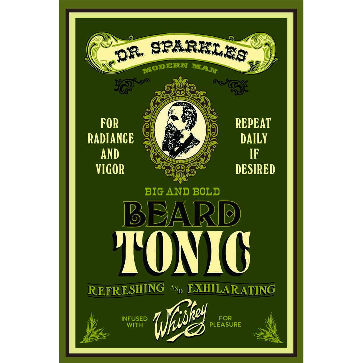 wood sign for beard tonic