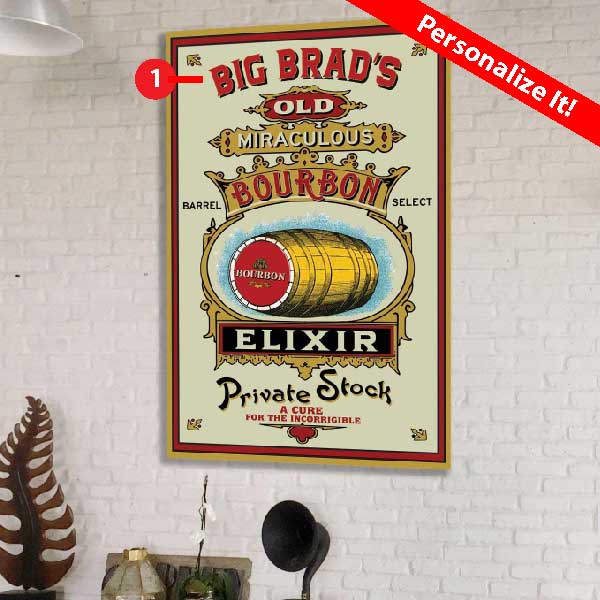 customizable wood sign for bourbon elixir
