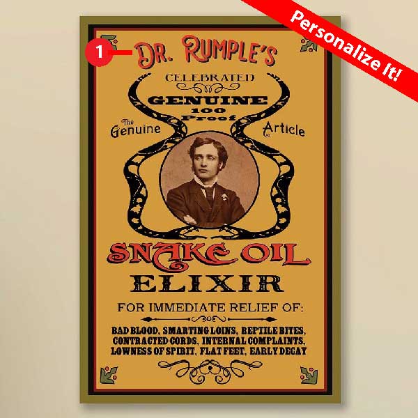 humorous snake oil vintage sign