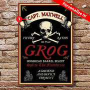 pirate themed wood sign for Grog