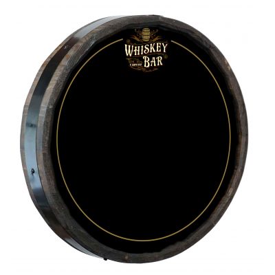 barrel sign chalkboard for Whiskey Bar