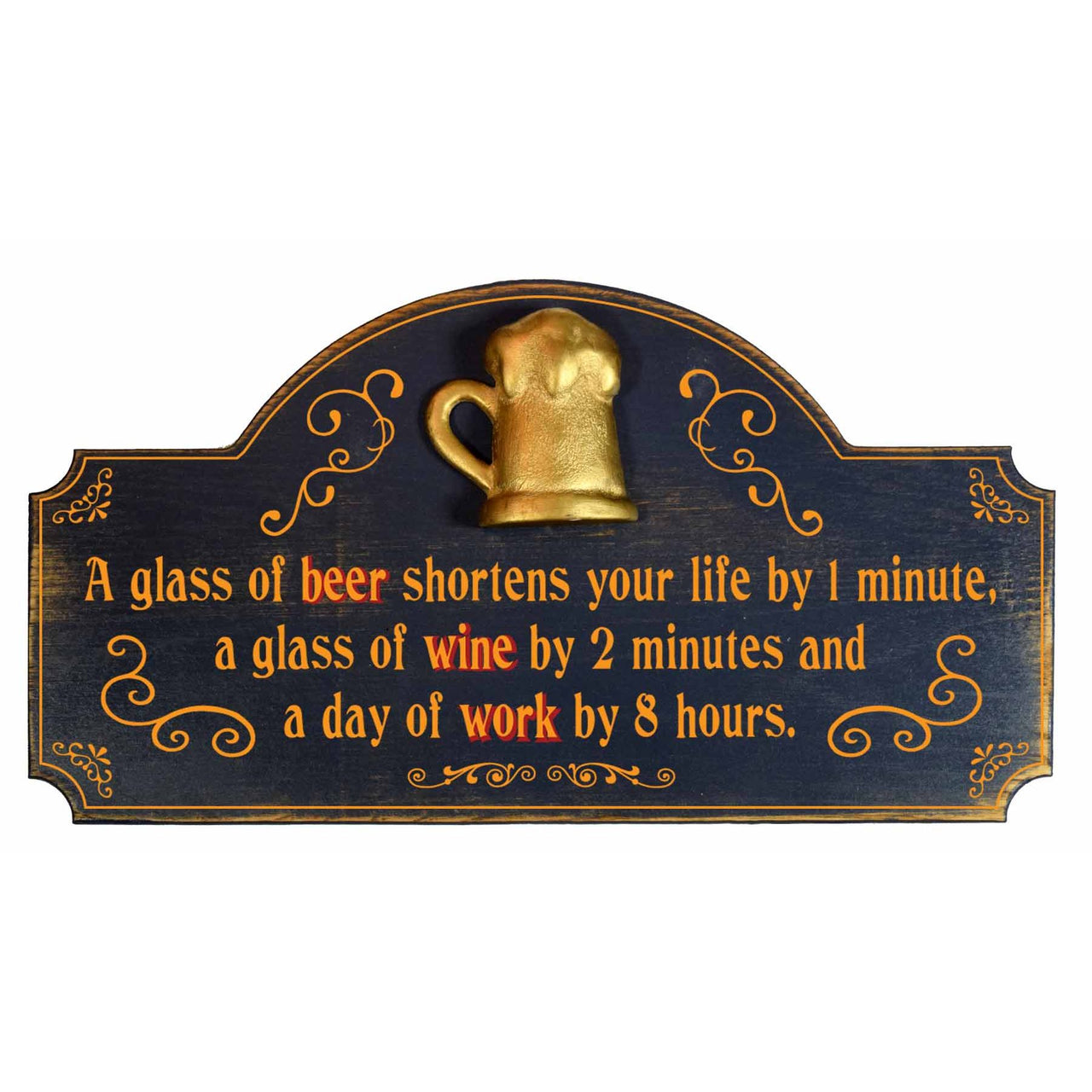 Beer | Wine | Work | Humorous | 3D Relief | Words | 9" x 16"
