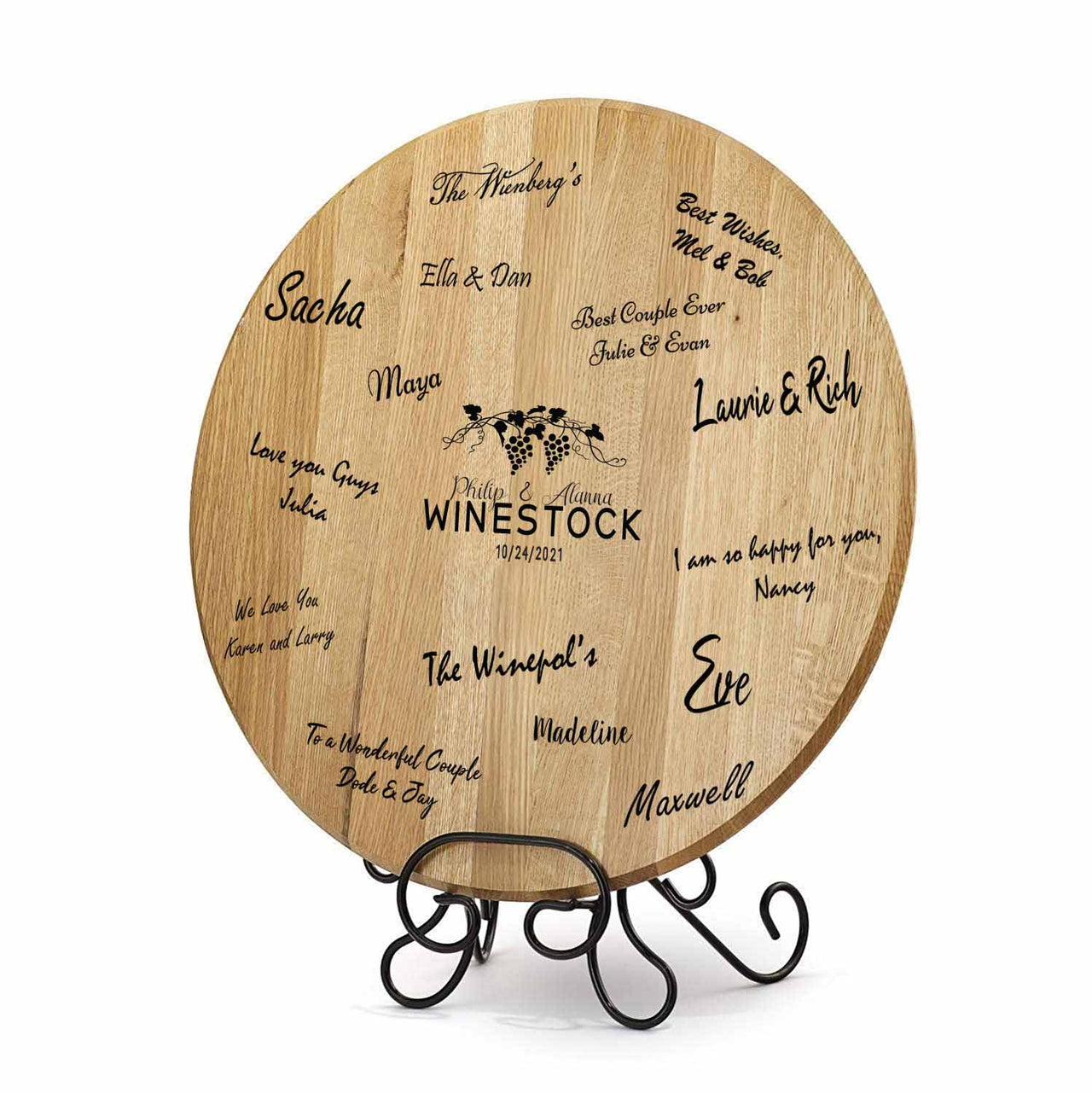 wedding guest register wood sign round