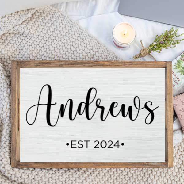 Serving Tray | Wedding Gift | Name & Est. Year | Customizable | Wood | Andrews