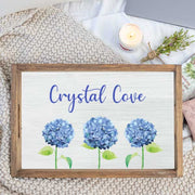 Hydrangea serving tray personalized text