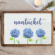 Hortensia or snowball plant customizable wood serving tray