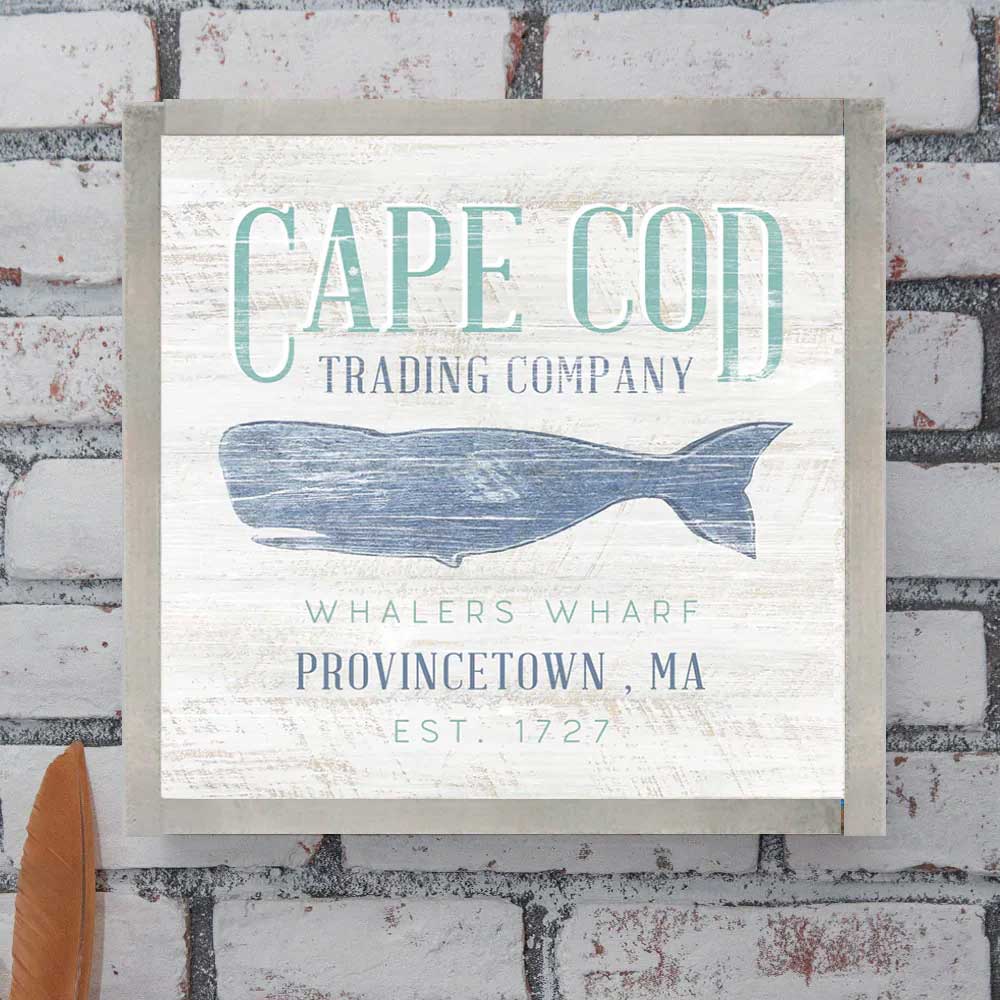 whalers wharf trading company wood sign
