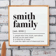 family name wood sign with hilarious description