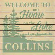 sign with slats wood lake house