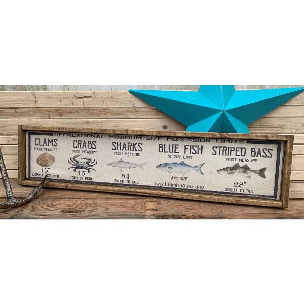 minimum size recreational catch limit vintage wood sign