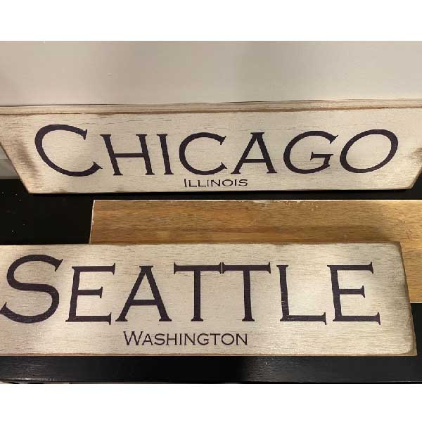 Chicago | Wood Sign | Illinois | Rustic | 6" x 24"
